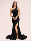 Sexy Side Slit One Shoulder Stretch Jersey Long Graduation Prom Dresses Online