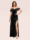 Sexy Side Slit Off Shoulder Long Mermaid Velvet Bridesmaid Dresses Online