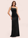 Elegant Velvet One Shoulder Side Slit Mermaid Long Party Prom Dresses Online