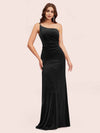 Elegant Velvet One Shoulder Side Slit sheath Long Bridesmaid Dresses Online