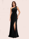 Modern Velvet One Shoulder Side Slit Mermaid Long Party Prom Dresses Online