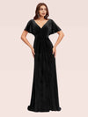 Elegant Velvet Bat Sleeves V-neck Mermaid Long Formal Prom Dresses Online