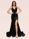 Sexy V-neck Side Slit Stretchy Jersey Long Mermaid Evening Prom Dresses Online