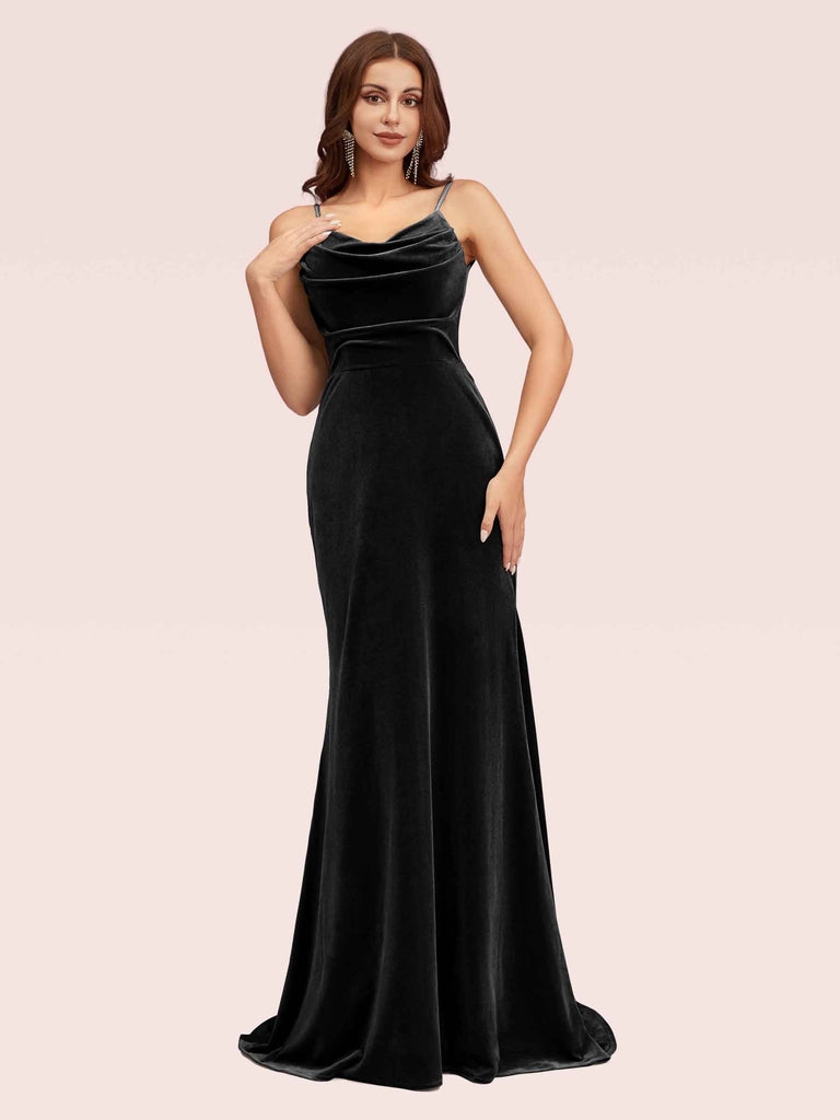 Modern Velvet Spaghetti Straps Long Mermaid Graduation Prom Dresses Online Modern Velvet Spaghetti Straps Long Mermaid Graduation Prom Dresses Online