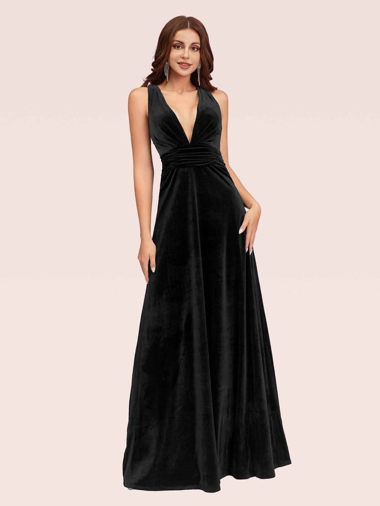 Sexy Deep Velvet V-Neck Criss Cross Long Bridesmaid Dresses Online For Sale Sexy Deep Velvet V-Neck Criss Cross Long Bridesmaid Dresses Online For Sale