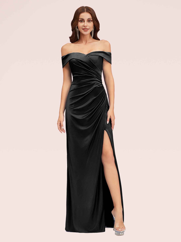 Sexy Off Shoulder Side Slit Stretchy Jersey Long Mermaid Bridesmaid Dresses Online Sexy Off Shoulder Side Slit Stretchy Jersey Long Mermaid Bridesmaid Dresses Online