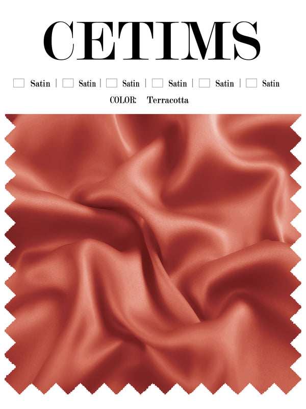 Soft Satin Fabric Swatch Terracotta