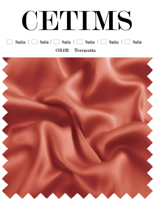 Soft Satin Fabric Swatch Terracotta