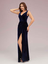 Sexy Velvet V-neck Sleeveless Side Slit Long Bridesmaid Dresses Online