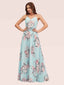 Sexy Floral Halter V-neck Chiffon Long Bridesmaid Dresses Online