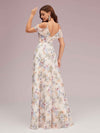 Cute Floral Chiffon Cold Shoulder Long Evening Prom Dresses Online