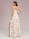 Cute Floral Chiffon Square Side Slit Long Formal Prom Dresses Online