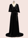 Bat Sleeves Elegant Long Soft Satin Bridesmaid Dresses Online