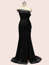 Elegant Strapless Side slit Mermaid One Shoulder Long Soft Satin Bridesmaid Dresses