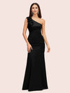 Elegant One Shoulder Mermaid Long Soft Satin Bridesmaid Dresses Online