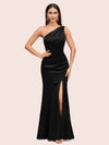 Sexy Mermaid One Shoulder Side Slit Soft Satin Bridesmaid Dresses Online