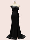 Sexy One Shoulder Side Slit Mermaid Long Soft Satin Evening Prom Dresses 2023