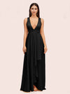 Elegant A-Line V-Neck Long Soft Satin Bridesmaid Dresses Online