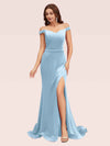 Sexy Off Shoulder Side Slit Stretchy Jersey Long Mermaid Evening Prom Dresses Online