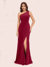 Modern Velvet One Shoulder Side Slit Mermaid Long Party Prom Dresses Online