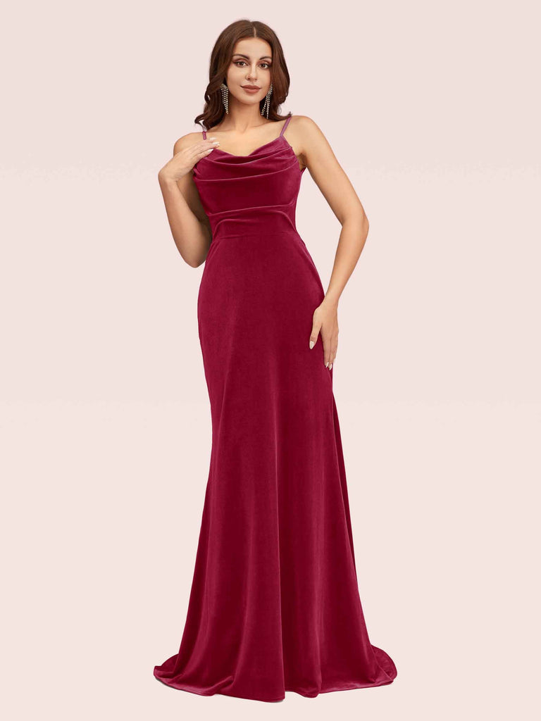 Modern Velvet Spaghetti Straps Long Mermaid Graduation Prom Dresses Online Modern Velvet Spaghetti Straps Long Mermaid Graduation Prom Dresses Online