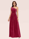 Elegant One Shoulder Long A-line Velvet Bridesmaid Dresses Online