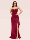 Sexy Spaghetti Straps Sleeveless Long Bridesmaid Dresses With Slit