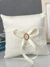 Off White Wedding Ring Pillow Set Bow Knot Lace Decoration, JZH-5977
