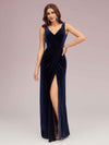 Sexy Velvet V-neck Sleeveless Side Slit Long Bridesmaid Dresses Online