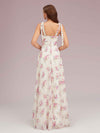 Cute Floral Chiffon Square Side Slit Long Formal Prom Dresses Online