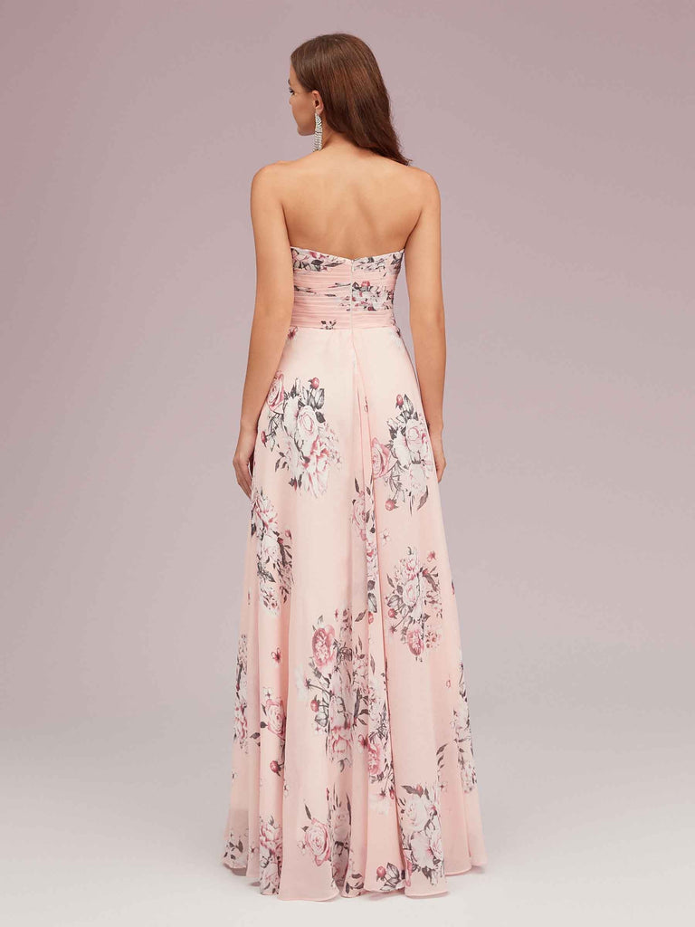 Cute Sweetheart Unique Long Floral Chiffon Party Prom Dresses Online
