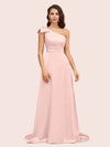 Elegant One Shoulder Long Soft Satin Bridesmaid Dresses Online