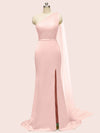 Elegant One Shoulder Unique Long Soft Satin Mermaid Bridesmaid Dresses Online