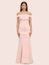 Sexy Off Shoulder Sleeveless Mermaid Long Soft Satin Bridesmaid Dresses