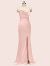 Sexy Criss Cross Spaghetti Straps Mermaid Long Satin Prom Dresses With Slit
