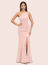 Sexy Mermaid One Shoulder Side Slit Soft Satin Bridesmaid Dresses Online