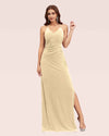 Sexy Velvet Spaghetti Straps V-neck Long Bridesmaid Dresses Online
