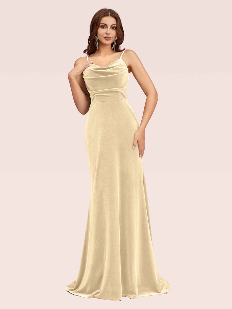 Modern Velvet Spaghetti Straps Long Mermaid Graduation Prom Dresses Online Modern Velvet Spaghetti Straps Long Mermaid Graduation Prom Dresses Online