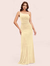 Elegant Velvet One Shoulder Side Slit sheath Long Bridesmaid Dresses Online