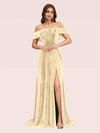 Elegant Off Shoulder Side Slit Long Velvet Party Prom Dresses Online