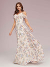 Cute Floral Chiffon Cold Shoulder Long Bridesmaid Dresses Online