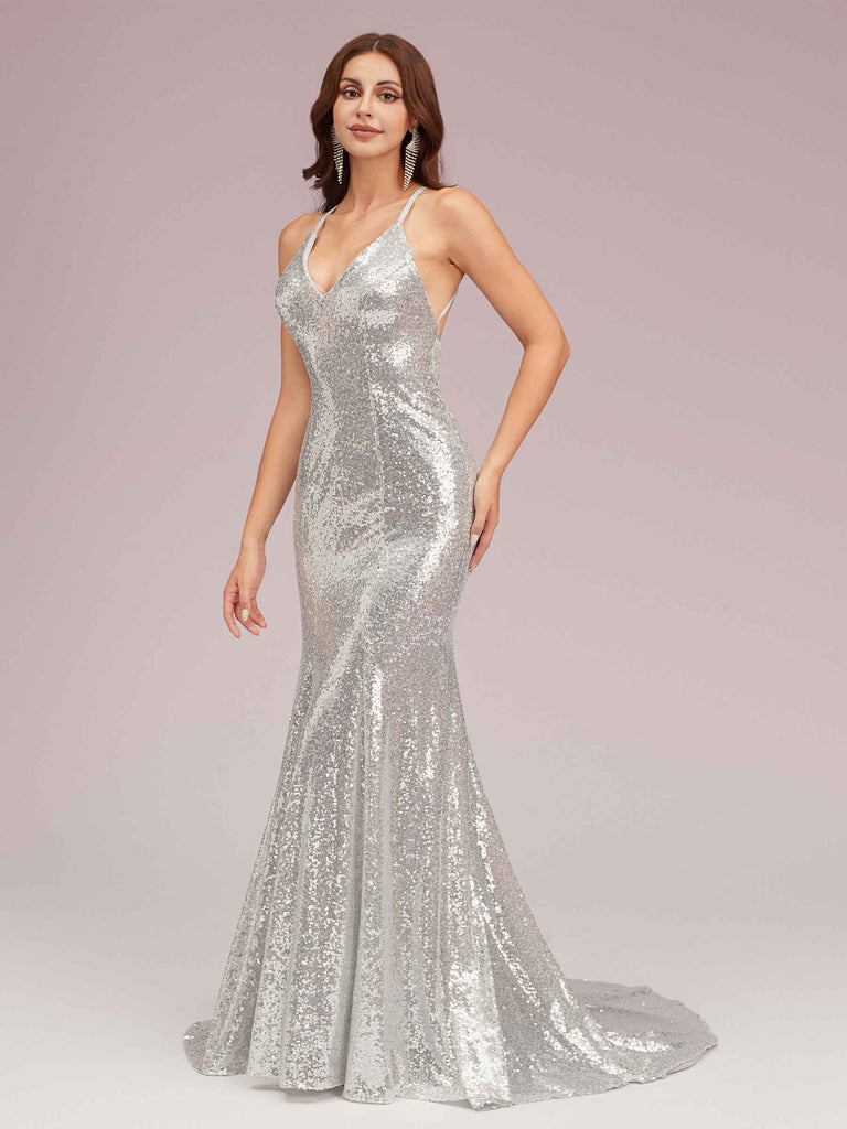 silver prom dresses for sale WEDTREND Women Sparkly Silver Prom Dress A-Line Off The Shoulder Tiered Long Party Dress with Slit, Silver / US26W