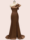 Elegant One Shoulder Mermaid Long Soft Satin Bridesmaid Dresses Online