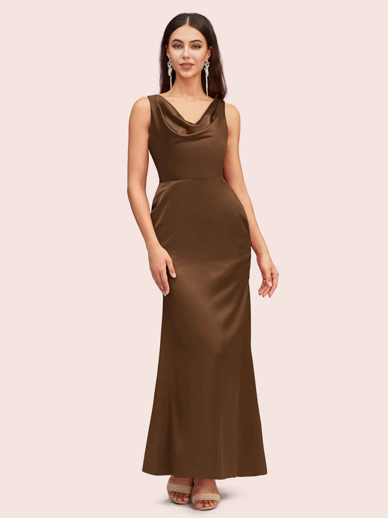 Elegant Cowl Neck Mermaid Long Soft Satin Party Prom Dresses Online Elegant Cowl Neck Mermaid Long Soft Satin Party Prom Dresses Online