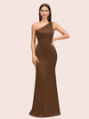 Sexy Mermaid One Shoulder Silky Satin Long Graduation Prom Dresses Online