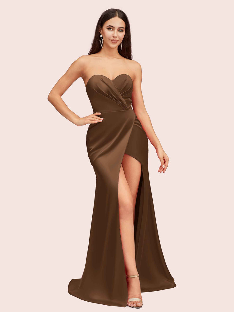 Simple Mermaid Sweetheart Side Slit Soft Satin Party Prom Dresses 2023 Simple Mermaid Sweetheart Side Slit Soft Satin Party Prom Dresses 2023