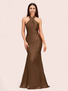 Sexy Backless Halter Long Mermaid Satin Graduation Prom Dresses Online