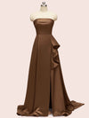 Elegant Strapless Long Soft Satin Formal Prom Dresses For Women