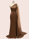 Elegant One Shoulder Unique Long Soft Satin Mermaid Bridesmaid Dresses Online