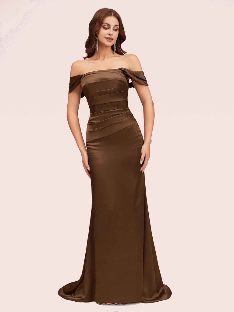 Sexy Mermaid Off Shoulder Long Silky Satin Evening Prom Dresses Online Sexy Mermaid Off Shoulder Long Silky Satin Evening Prom Dresses Online